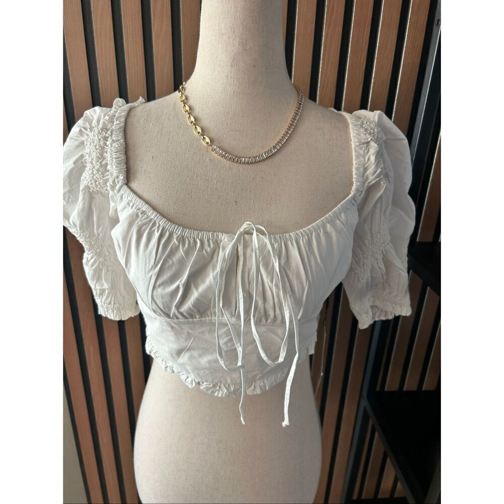 Zara NWT white tank top crop top cut out back size XS